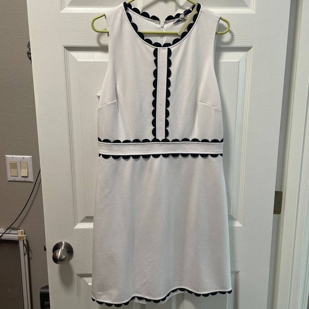 NWT Stitch Fix Dress - White with black scallops (Size L)